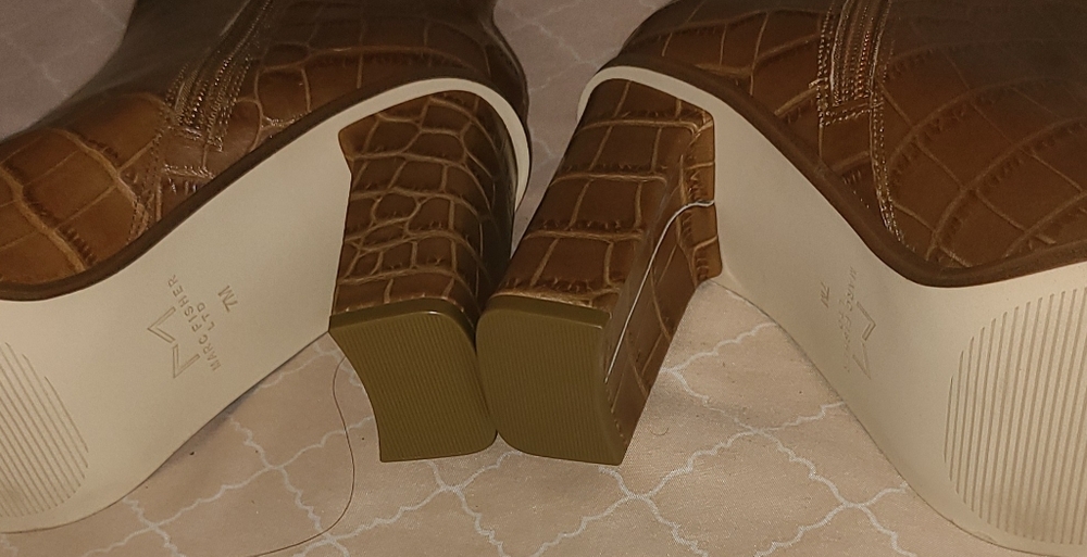 Brown Croco Embossed Leather